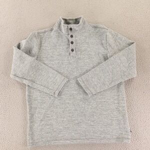 Gap Sweater Mens M Gray Heather Cotton Polyester Henley Long Sleeve Mock Neck